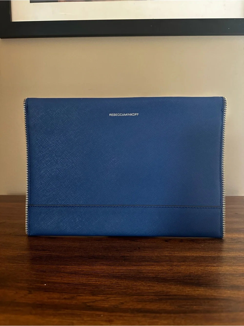 Rebecca Minkoff Blue Saffiano Leather Envelope Clutch